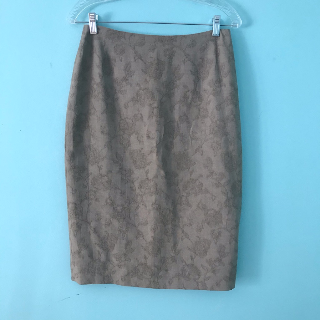 Emanuel Ungaro Floral Vintage High Waisted Pencil Jacquard Skirt 8